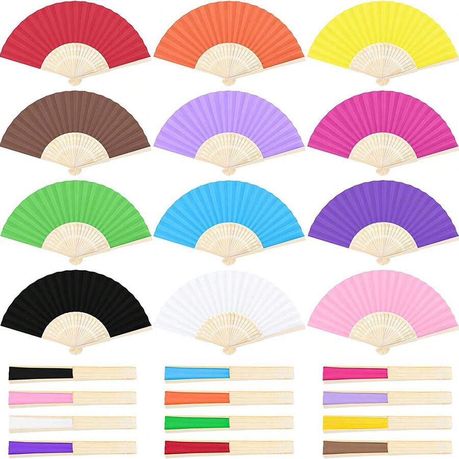 Ventaglio pieghevole in bambù bianco multicolore, ventaglio di carta dipinto a mano fai-da-te per bambini, ventaglio pieghevole calligrafico fatto a mano, decorazione per matrimoni e feste, ventaglio portatile da mano, superficie bianca del ventaglio per graffiti, pittura, creazione calligrafica, ventaglio di stile antico - Ventilatore pieghevole - Visualizzare 1