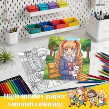 GDTME Anime Coloring Book, Suitable For All Ages Art & School Supplies, 24 Pages, Perfect For Graduation, Summer Break, Halloween, Thanksgiving, Christmas, Birthday And Back To School Gifts, Includes 5 Random Decorative Stickers - Coloring Book - View 5