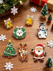 7pcs Christmas Refrigerator Magnets, Acrylic Flat Magnetic Decorative Pieces, Including High-Definition Santa Claus, Christmas Tree, Snowman, Reindeer, Bell Patterns. Suitable For Refrigerator, Car And Storefront, Creating Holiday Atmosphere, Can Be Used As Small Gifts For Family And Friends - Multicolor - View 3