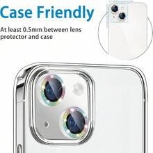 9pcs Glitter Colorful Camera Lens Protector Film, Compatible With IPhone 17 6.3 Inch, [AR+AF] High Definition Transparent Tempered Glass Lens Cover, 9H Scratch-Resistant Independent Metal Shiny Ring, Compatible With Phone Case, Easy Installation, Shiny Colorful - Multicolor - View 2
