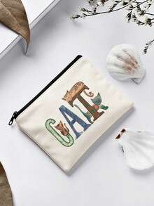 Customizable Canvas Bag With Personalized Photo Design, Foldable Large Capacity Travel Organizer Toiletry Bag, Monogrammed Makeup Pouch, Groomsmen Gift - Beige - View 3