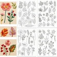 Water-Soluble Printed Leaf And Flower Embroidery Pattern Stabilizer Design, Suitable For Handmade Sewing Enthusiasts To Paste And Sew Embroidery Paper - A256 - View 2