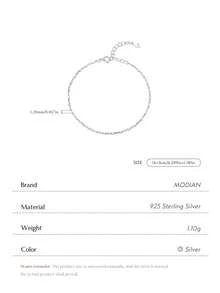 MODIAN 925 Sterling Silver Fashion Simple Geometric Beads Link Chain Charm Bracelets For Women Daily Office Fine Jewelry - Silver - View 5