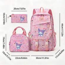 Miniso 粉色美人魚鱗片愛心 Kuromi 三合一背包套組，適用於學校學習、戶外徒步、週末旅行、購物逛街、度假休閒出遊 - 粉色 - 查看 5