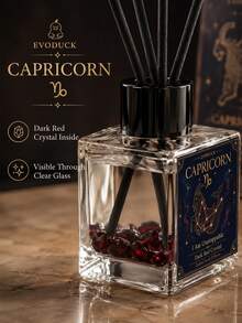 EVODUCK 1pc Long Lasting Flameless Capricorn Zodiac Crystal Reed Diffuser 50ml, Smoky Oud Fragrance Oil With Deep Red Crystal & 4 Fiber Reed Sticks, Smokeless Scented Diffuser For Office Study Desk, Earth Sign Birthday & New Year Gift, Home Fragrance Decor - Mixed Fragrance - View 9
