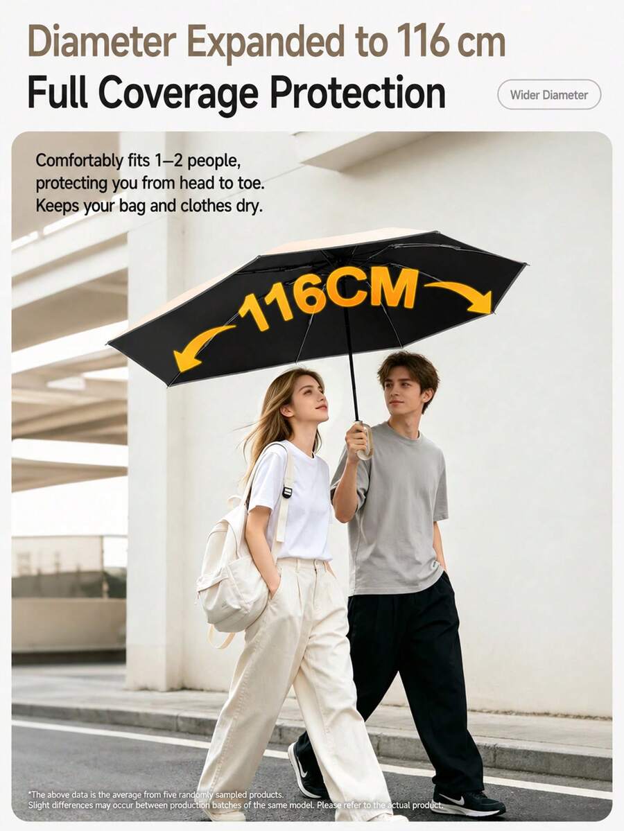 1pc Automatic Folding Umbrella With Buckle, Portable. Larger, Thicker, Sturdier. Suitable For Men And Women, Portable Windproof And Waterproof, Double Layer Protection, Multiple Frame Designs, Snap Or Rotating Handle, Multiple Colors Available (Due To Different Batches, Fabric, Frame Color, And English Letter Pattern Design May Vary) - Multicolor - View 1