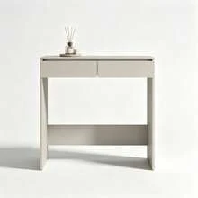 1 Piece Modern Slim Space-Saving Accent Table, 81cm Length Narrow 50cm Depth Two Concealed Storage Drawers, Multi-Scene Hallway Console, Makeup Table, Mini Computer Desk, Apartment Side Cabinet, Cosmetic Organizer Table - Multicolor - View 5