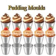 6pcs Multi-Size Cake Molds - Leak-Proof Aluminum Pudding Cups, Easy To Remove, Suitable For Egg Tarts, Cupcakes, Pudding, Perfect For Holiday Parties And Daily Baking | Round Cake Molds | Durable Baking Pans - Silver - View 10