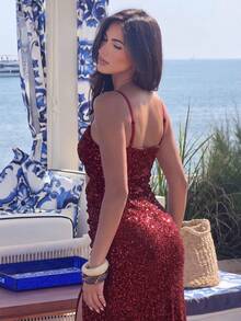 Burgunderrote elegante Abschlussball Ballkleider, romantische Festliche Abendkleider, luxuriöse verzierte Damenkleider für Abend, Hochzeit, Abschlussball, Cocktail, Musikfestival, Herbst - Bordeaux - Übersicht 10