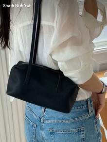 2026新款枕頭包 通勤高端女款韓系小眾腋下肩背包 小方包（不含吊飾） - 黑色 - 查看 6
