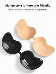 Mango-Shaped Invisible Self-Adhesive Breast Pads, Reusable Push-Up Nipple Covers, Breathable Dotted Skin-Friendly Self-Adhesive Strapless Bra, Suitable For Wedding Dress - Multicolor - View 2