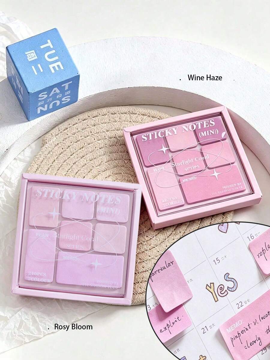 2pcs/Box Gradient Color Tear-Off Sticky Notes, Creative Student Index Stickers - Multicolor - View 1