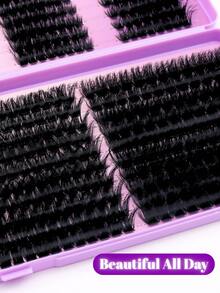 1box/2boxes Flare False Eyelashes Set With Ultra-Dense, Waterproof, Long-Lasting Lashes, Velure, Fairy, Flora, 100D120D150D, Hybrid Volume Look, Beginner-Friendly,Includes Lash Glue, Tweezers,For Wedding, Birthday,Graduate,Travel,Christmas - 紫色 - 查看 4