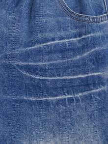 1pc Girls' Casual Versatile Washed Blue Denim Straight Leg Long Pants, Spring/Summer - Light Wash - View 4