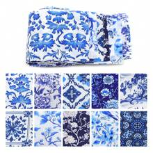 10Pcs Blue Ceramic Series Precut Fabric Strips Bundle Fabric Jelly Roll, Material Assorted For Quilting DIY, Handicrafts Sewing, Rugs, Home Decoration, Hair Bows, Patchwork Making - Default - View 2