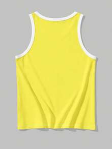 Men's Vacation Style Coconut Tree Print Tank Top, Summer Beach Casual Sleeveless Shirt - Yellow - View 6