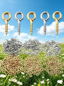 Stainless Steel Eye-Shaped Screw Pins, 100/2000pcs Multi-Color Assorted Pack, Screw Eye Keychain Rings, Suitable For DIY Jewelry Making Accessories - Eye Needle - View 1