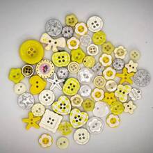 12/24/36/48/60/72/84Pcs Mixed Yellow And White Resin Buttons, Random Pattern And Color Heart, Flower, Apple Series Small Buttons, Plastic DIY Handmade Buttons Suitable For Sewing, Knitting, Craft DIY - Multicolor - View 8