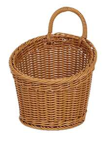 Cesta de estilo mimbre montada en la pared, cesta de mano, cesta rústica, mini cesta de flores tejida a mano - Amarillo Mostaza - Ver 3
