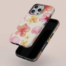 Hibiscus Flower Shell Pattern Phone Case, Suitable For IPhone16 15 14 IPhone13 12 11 Plus Pro Mini Max  Phone Case,  S25 S24 S23 S22 S21 S20 Plus Ultra Ultra - 白色1 - 查看 5
