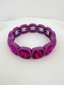 1pc Colorful Square Bracelet, Summer - Square Elastic Bracelet - View 5