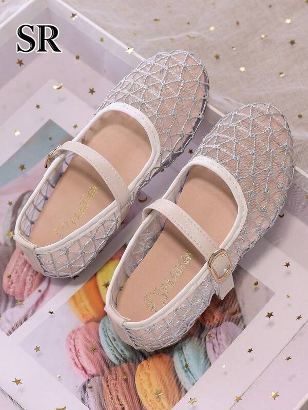 1 Pasang Sepatu Flat Jala Berongga untuk Anak Perempuan, Bernapas dan Nyaman, Gaya Serbaguna, Cocok untuk Pemakaian Sehari-hari dan Liburan