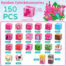 Princess & Knight Magnetic Cube Building Block Set, Pink Castle Pattern Magnet Cubes, Freely Assemble Scene, Suitable For Kids Over 3 Years Old Indoor Play & Gift - Multicolor - View 8