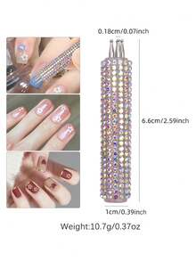 Full Rhinestone Nail Art Dotting Pen, Create Plum Blossom Pattern With One Stroke, Essential Nail Art Tool For Makeup Enthusiasts And Nail Art Beginners. - Multicolor - View 9