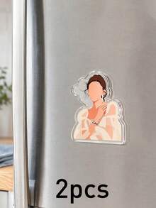Custom Photo Fridge Magnet, Personalized Acrylic Refrigerator Magnet, Minimalist Home Decor, Customized Text Faceless Portrait Magnet, Customizable Keepsake Gift For Couple, Family Gift, Housewarming Gift, Anniversary Gift, Birthday Gift, Christmas - Style a - View 9