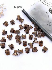 20入棕色迷你髮夾，適合女性髮型設計，可用於裝飾編髮與蓬鬆瀏海 - 棕色 - 查看 7