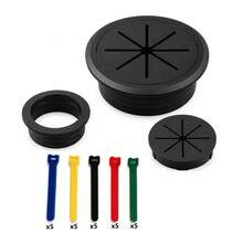 1件 M型理線盒附25條可重複使用紮線帶，桌面電源線收納器，適用電源接線板、電腦線材，辦公室與居家書桌配件 - A - 查看 3