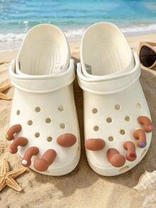 10pcs Realistic Colorful Toenail Shoe Charms, Fun DIY Decoration, Suitable For Sandals, Slippers, Beach Shoes, Garden Clogs - Orange - View 3