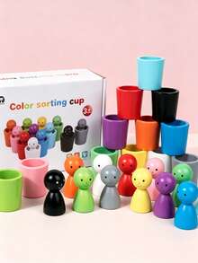 Montessori Color Sorting Game, Wooden Figure Matching Cups For Children 3 Years Old And Above, Preschool Educational Toy To Develop Concentration - Multicolor - View 6