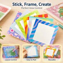 Reusable Diamond Art Release Section Frame Film, 12/18/30 PCS Non-Stick Release Paper For Diamond Painting Lovers, 10 * 10 Cm Diamond Art Accessories And Tools For Sectioning, Gradient Rainbow - View 7