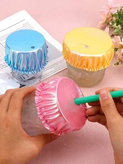 Polyester Fiber Beverage Cup Sleeve, Beverage Warmth Hair Tie Style Cup Sleeve, Stretchable Women's Straw Hole Beverage Protector, Suitable For Nightclubs And Parties