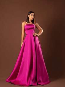 Elegant Strapless Graduation Party Dress Code 110 - Hot Pink - View 3