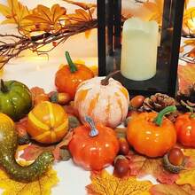 50pcs Artificial Pumpkins, Autumn Harvest Artificial Pumpkin Set, Home Decor, Autumn Pumpkin Decoration Set, Mini Artificial Gourds, Maple Leaves, Acorns Decoration, Suitable For Home, Wedding, Autumn Tabletop Display, Halloween, Thanksgiving, Harvest Farmhouse Table Multi-Layer Tray Set, Best Seasonal Holiday Decoration Supplies - Multicolor - View 6