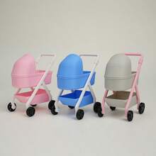 Mini Baby Stroller, 1:12 Dollhouse Miniature Baby Stroller Realistic Mini Baby Cradle Cart Accessories, Perfect Collectible And Holiday Gift - pink 1pc - View 2