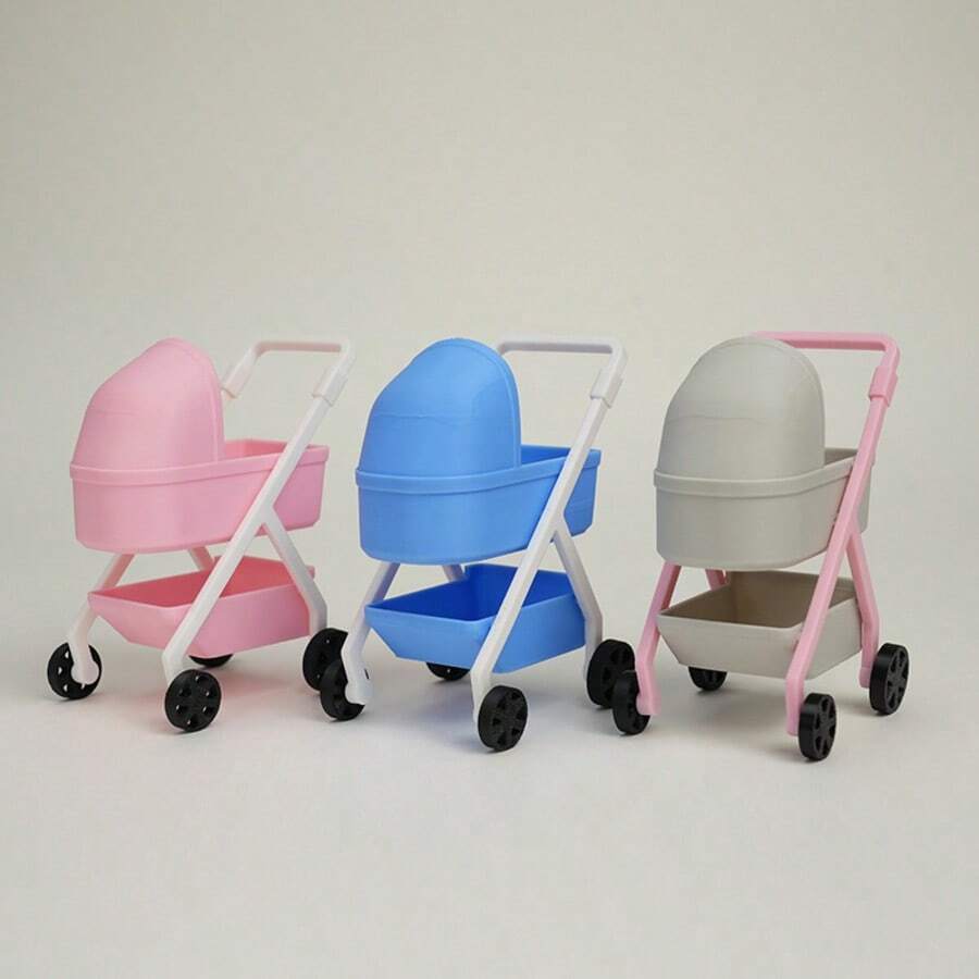 Mini Baby Stroller, 1:12 Dollhouse Miniature Baby Stroller Realistic Mini Baby Cradle Cart Accessories, Perfect Collectible And Holiday Gift