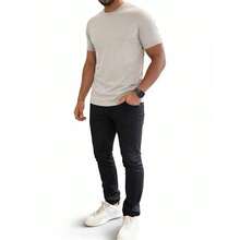Premium Basic T-Shirts Made Of Peruvian Fabric With Smooth Elastane, Slim Fit And Traditional Design. - 淺灰色 - 查看 1