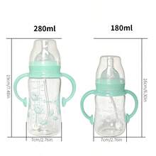 1 pieza/2 piezas Biberón de vidrio para bebé resistente al calor hasta 400℃ esterilizable con tetina de silicona anti-cólico y pajita con bola de gravedad 180ml/280ml apto para bebés de 6 meses en adelante - Multicolor - Ver 2
