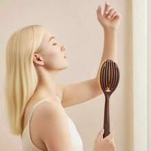 Long Handle Bath Back Brush, Dry & Wet Use, Palm-Shaped Curved 2-In-1 Bathroom Exfoliating Tool - Wooden Brush - View 4