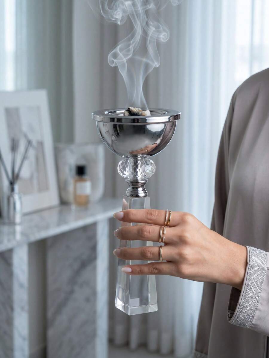 優雅北歐風水晶香爐 | 透明水晶玻璃 Bakhoor 香爐,適用於阿拉伯香料與烏木,極簡現代居家裝飾,適合放鬆與舒壓,優雅客廳裝飾,香座,禮物/贈品 - 經典方形底座款 - 查看 1