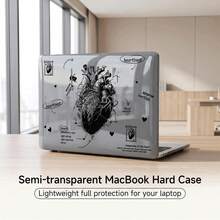 1件半透明煙灰色水晶全覆蓋硬殼保護套，相容於MacBook，PC殼附散熱孔與防滑腳墊，相容於13 Neo/13.3 Air/13.3 Pro/13.6 Air/14.2 Pro/15 Air/16.2 Pro - 查看 1