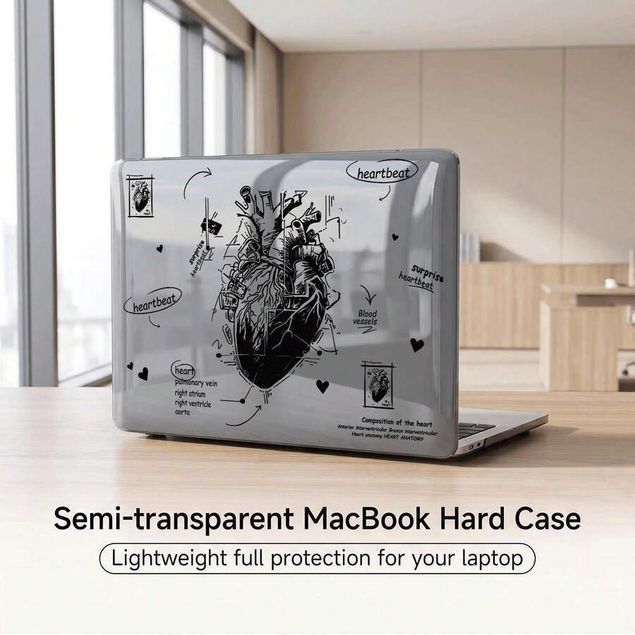 1件半透明煙灰色水晶全覆蓋硬殼保護套，相容於MacBook，PC殼附散熱孔與防滑腳墊，相容於13 Neo/13.3 Air/13.3 Pro/13.6 Air/14.2 Pro/15 Air/16.2 Pro - 查看 1