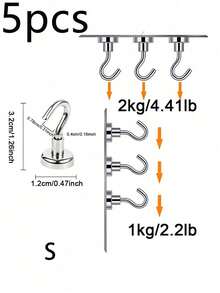 5/10 Stück super starke magnetische Haken, multifunktional, geeignet für Kreuzfahrt, Camping, Grillen, Küche und Garagenwände, Kühlschrank, ohne Bohren, starke magnetische Befestigung - M-10 Stück - Übersicht 9