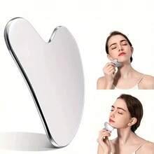 2pcs Lymphatic Detox Brush, Facial Contour Care Brush, Heart-Shaped Stainless Steel Gua Sha Board, For Facial Gua Sha - View 2