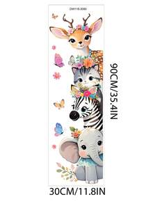 Gráfico de Altura de Animales Dibujos Animados Animales Lindos Apilados Alto Elefante León Jirafa Pegatina de Pared Decoración de Habitación Infantil Bebé Dormitorio Guardería Sala de Estar Decoración del Hogar Calcomanía de Pared - Multicolor - Ver 9