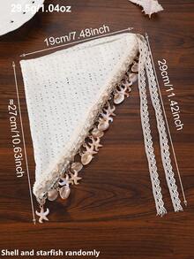 1pc Women's French Elegant Bohemian Style White Shiny Rhinestone Knit Hollow Out Versatile Sequin Starfish Shell Pendant Headband Hair Scarf, Suitable For Daily Wear, Party, Gathering, Summer Beach Vacation Decoration - Multicolor - View 11