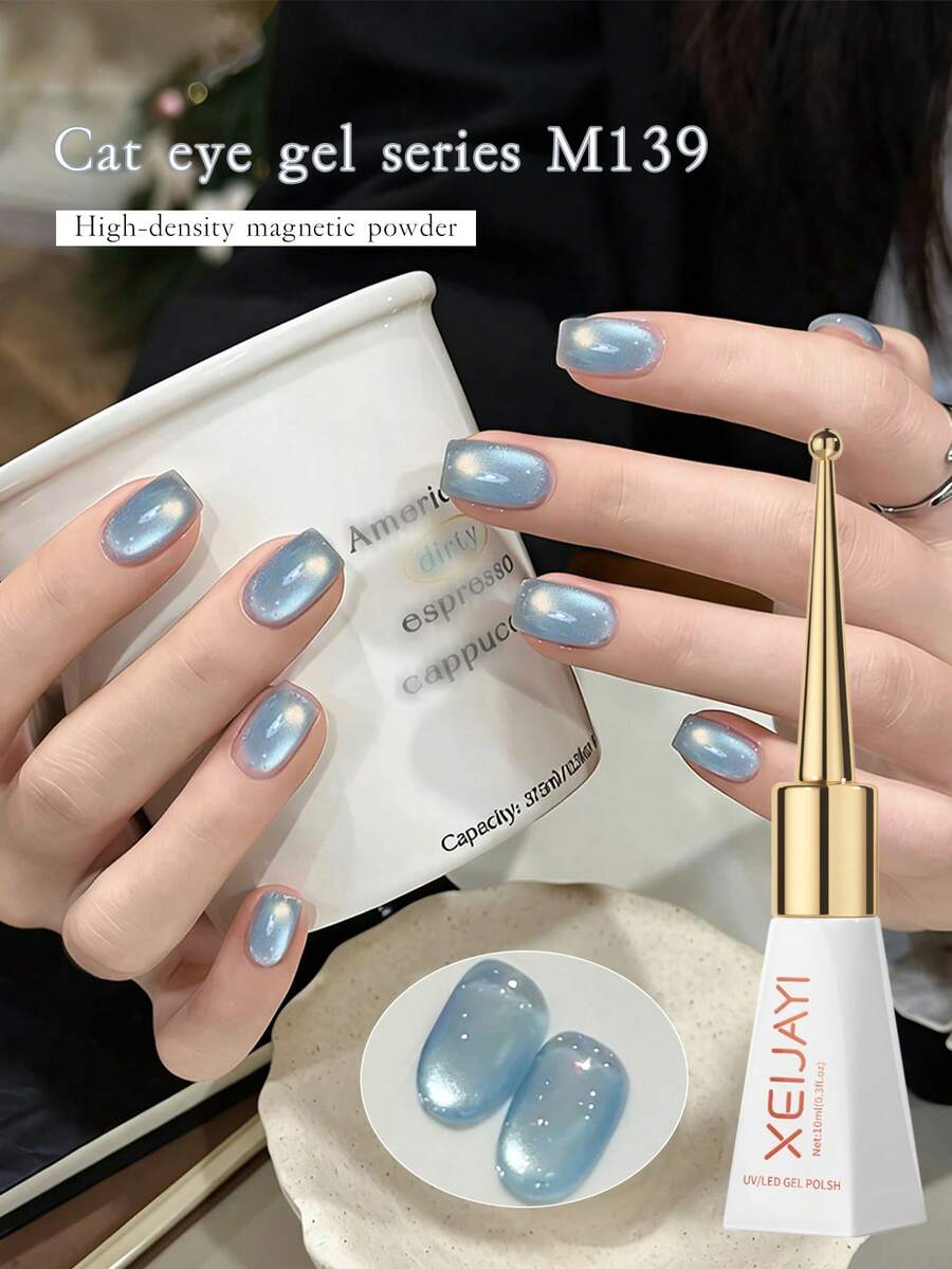 XEIJAYI 1 Bottle 10ml Clear Glass Color-Changing Metallic Nail Art Glitter Powder For Gel Nail Polish DIY Home And Salon Use